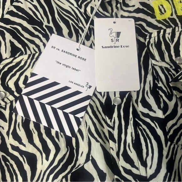 Sandrine Rose X Free People Women’s Zebra Stripe Pearl Snap Button Up S.S New M - Picture 12 of 12